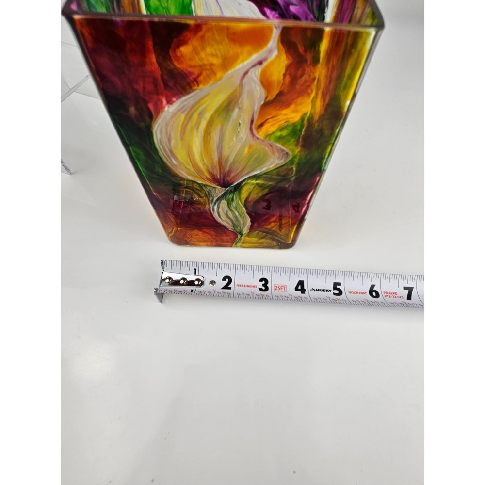 Original Painting‎ and Hand Painted Glass Vase Set Calla Lily Signed Art - Picture 10 of 16